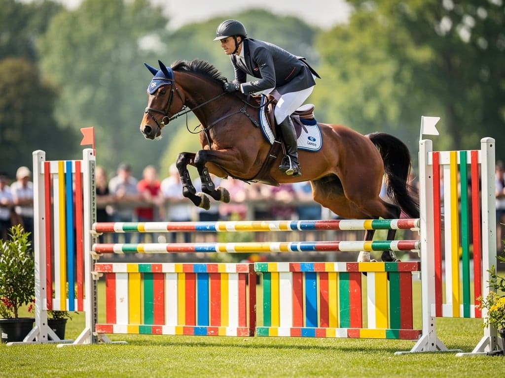 Springreiten – Springreiten ist eine olympische Disziplin, in der Reiter und Pferd einen Hindernis-Parcours möglichst fehlerfrei…