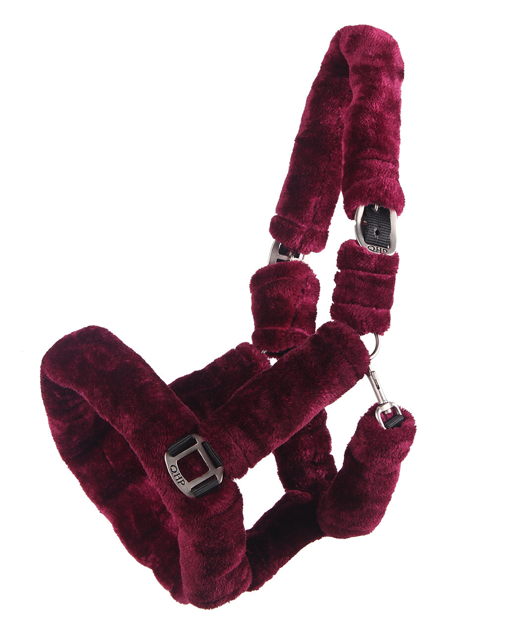 QHP Halfter Alaska Kunstfell – burgundy/schwarz