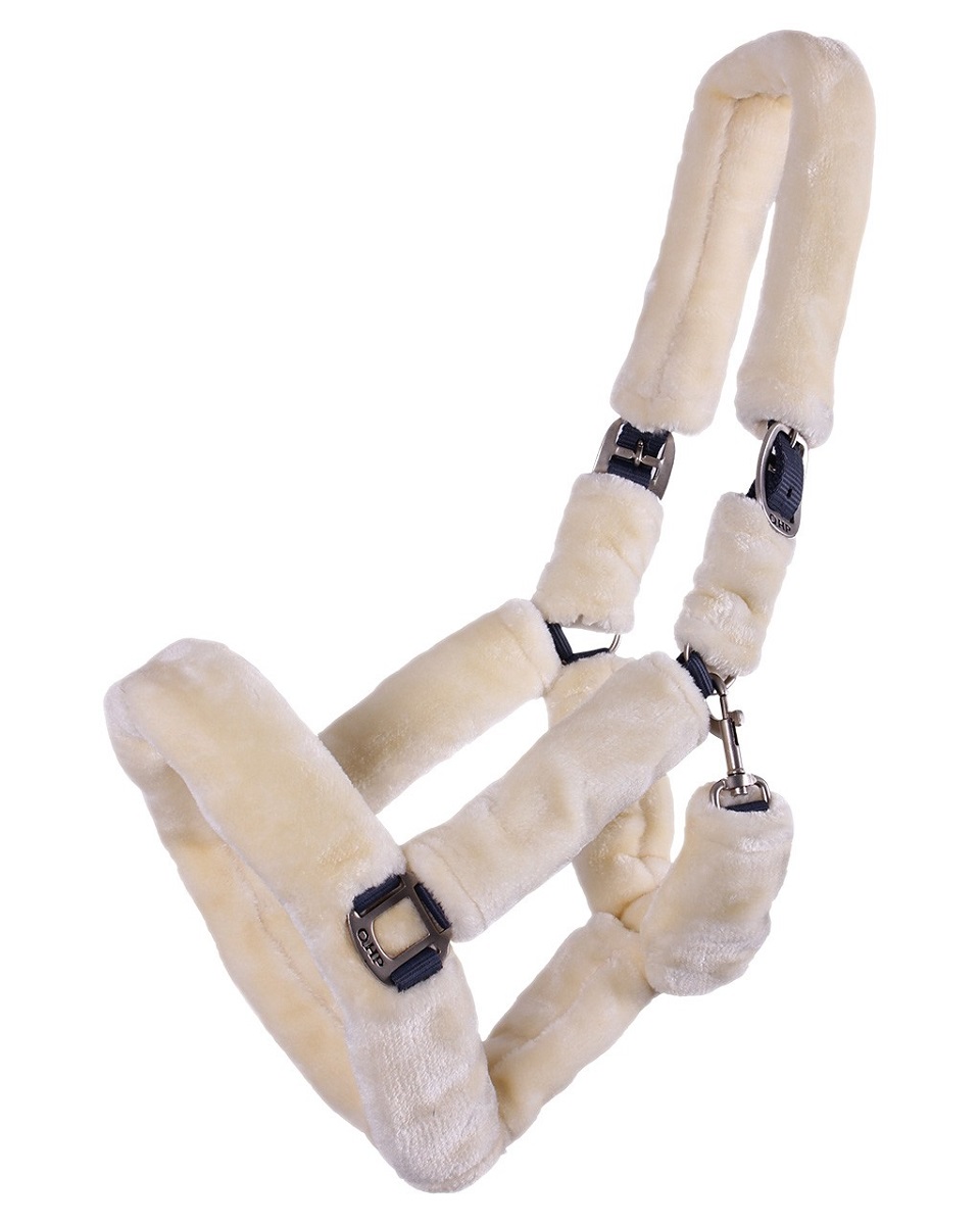 QHP Halfter Alaska Kunstfell – grau/creme