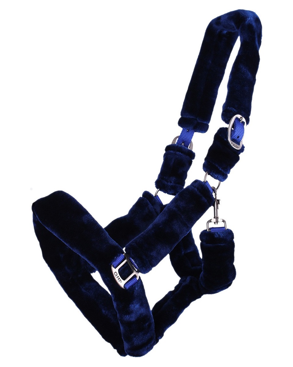 QHP Halfter Alaska Kunstfell – navy/blau