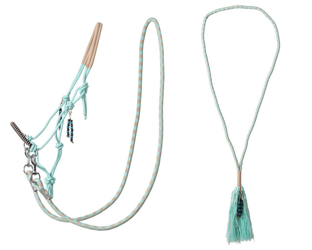QHP Knotenhalfter mit Zügeln u. Halsriemen LIBERTY – Ice green